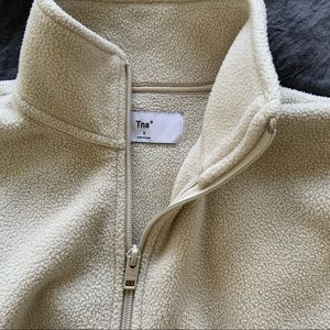 TNA fleece 1/4 zip cropped sweater